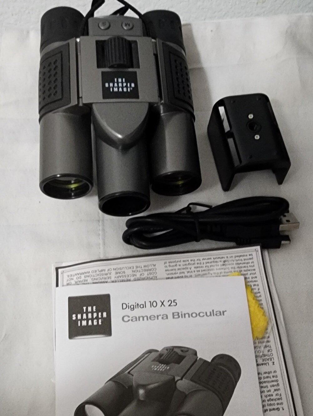 Sharper Image Gray Digital 10x25 Camera Binoculars with USB Cable and Mount